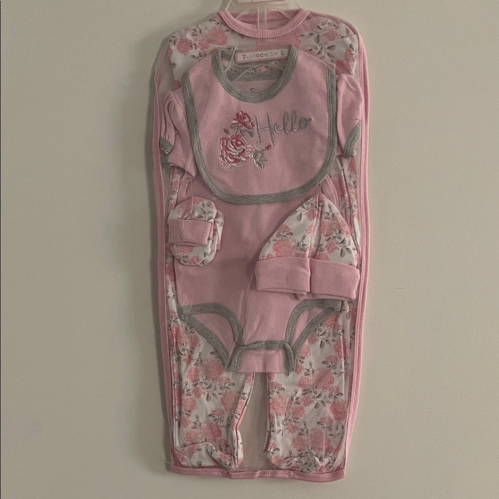 Pink Floral Baby Outfit Set